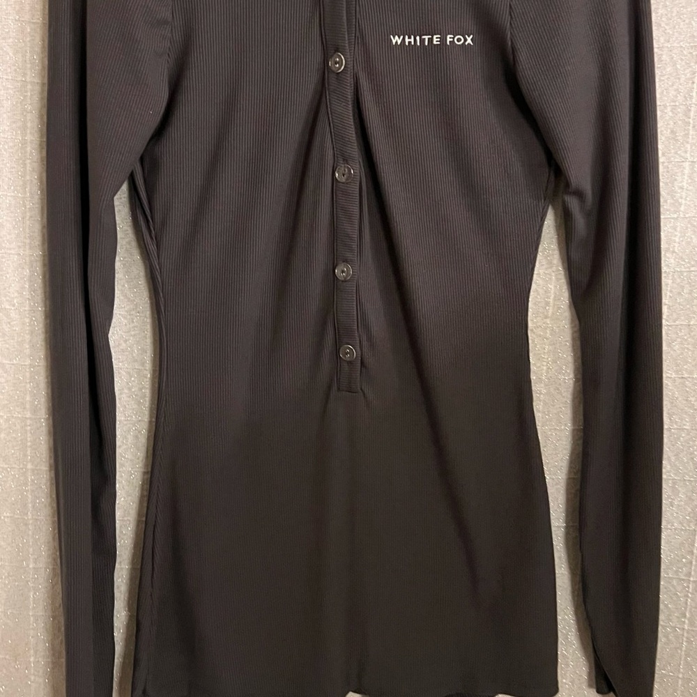 White Fox Boutique Charcoal Button-Up Romper - Picture 4 of 5